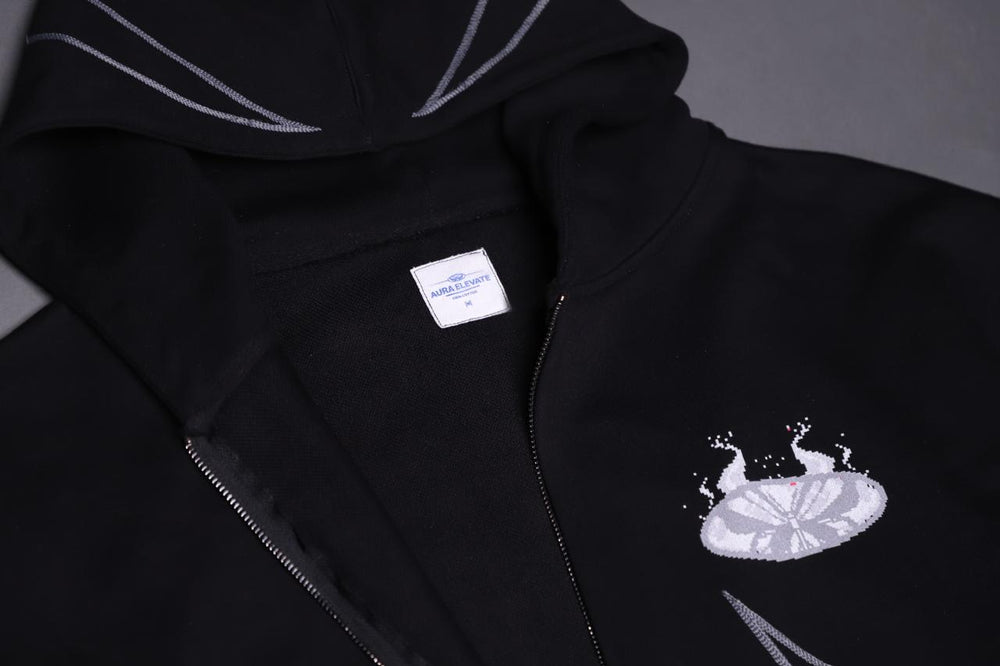 ZIP UP AURA IN PIXELS HOODIE
